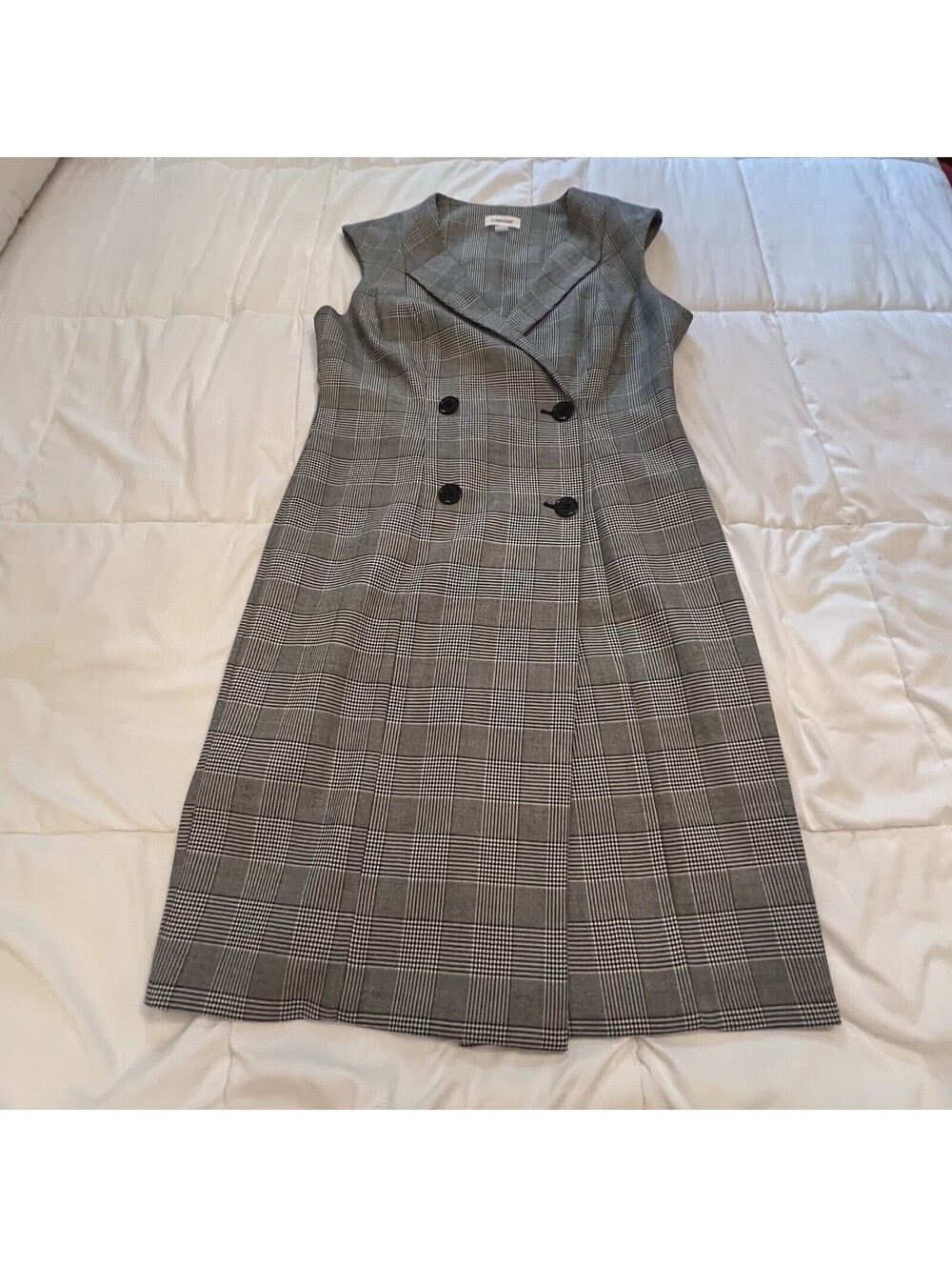 NEW Vintage  Calvin Klein Size 10 Double breasted Black White Houndstooth Dress